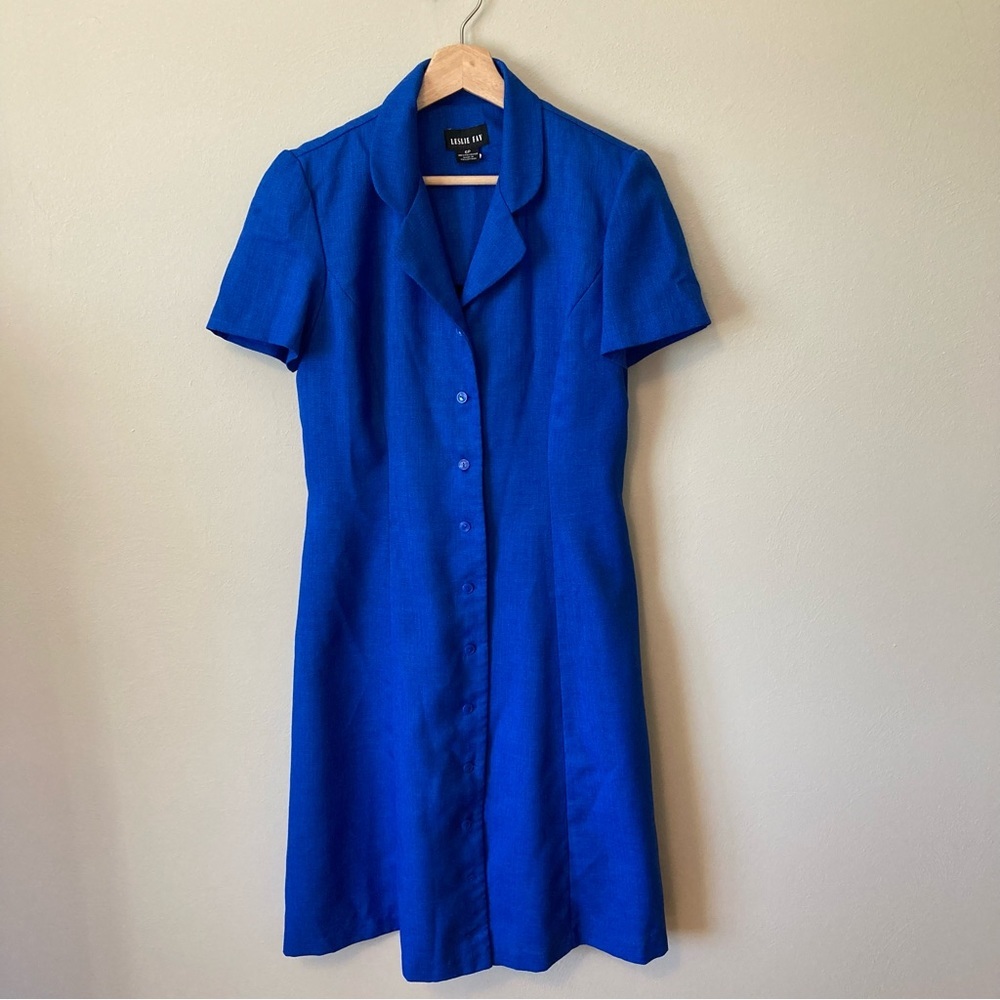 Vtg Leslie Fay Button Down Dress